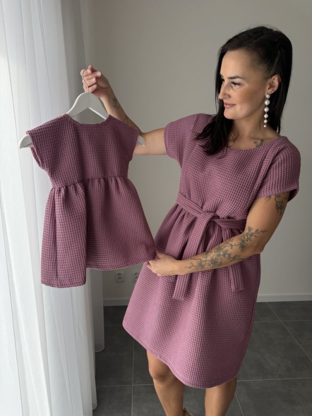 Bavlnené šaty "Waffle" - MAMA A DCÉRA – Mauve