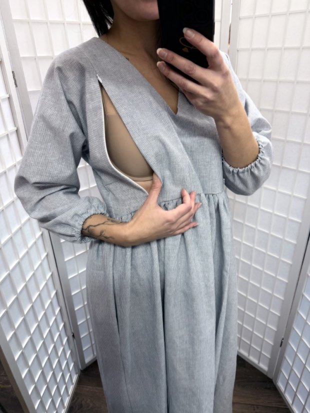 Ľanové šaty "Boho Breeze" - pásiky