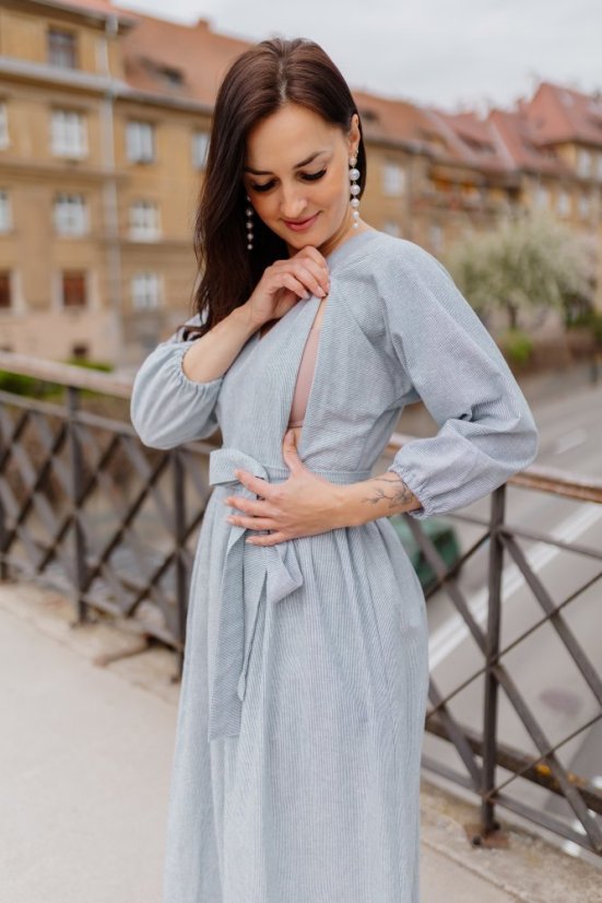 Ľanové šaty "Boho Breeze" - pásiky
