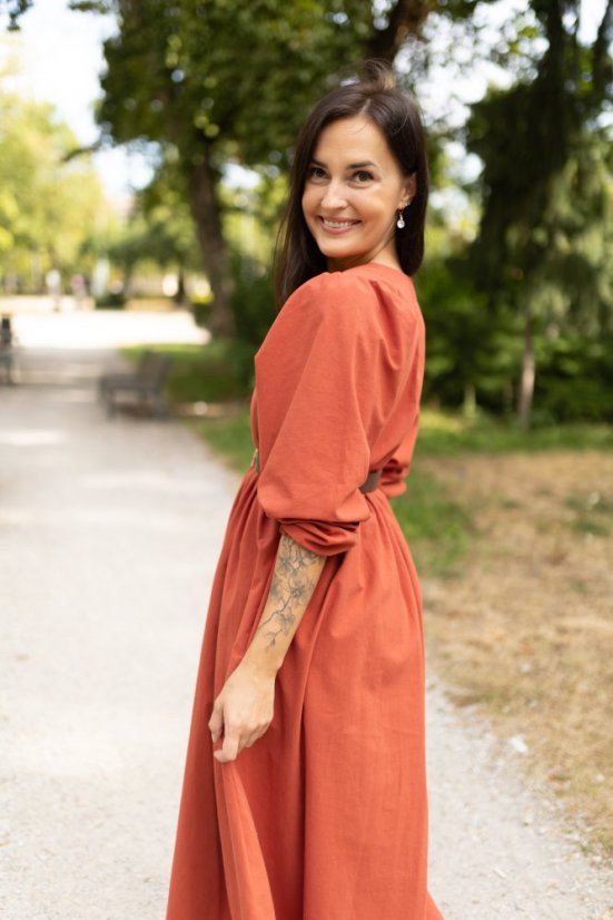 Šaty „Boho Cotton“ – tehlová