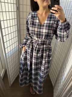 Šaty "Boho Flannel" - modro-ružové kocky