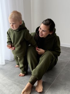 Teplá tepláková súprava s kapucňou - MAMA a MINI - rôzne farby