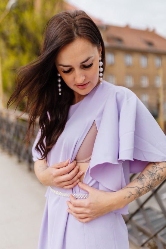 Spoločenské šaty s fodrovým rukávom "Elysia"– lila