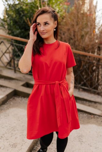 Oversize ačkové šaty – červené - Veľkosť: 3XL/4XL