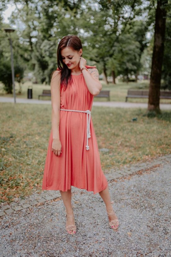 Bambusové šaty na dojčenie – marhuľková - Veľkosť: UNI, Dĺžka: MIDI