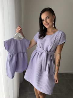 Bavlnené šaty "Waffle" - MAMA A DCÉRA – lila - kojo alebo nekojo