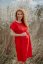 Ľanové MIDI šaty na dojčenie – červené - Veľkosť: XS/S