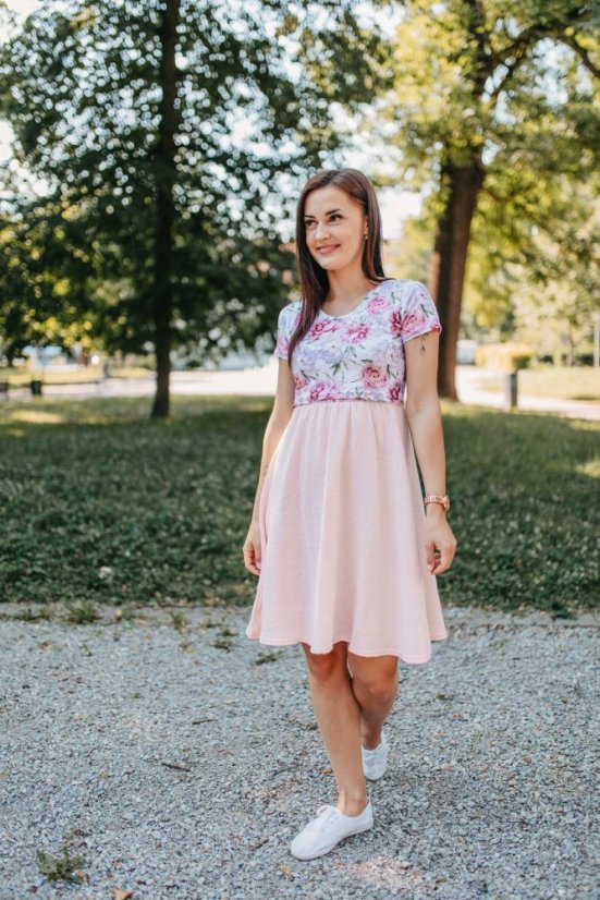 Šaty "Bohémia" Mušelin - MAMA a DCÉRA – ružové pivonky
