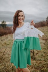 Spoločenské šaty – MAMA A DCÉRA – bielo smaragdové