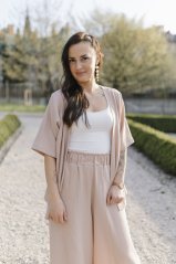Krátke mušelínové kimono - béžové