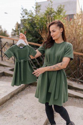Ačkové oversize šaty MAMA a DCÉRA – army green - Veľkosť: 3XL/4XL