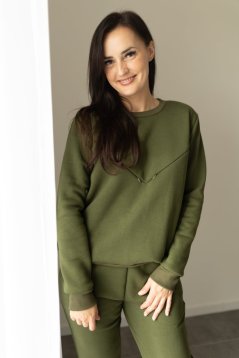 Dámska hrubšia mikina/svetrík – khaki zelená