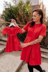 Ačkové oversize šaty MAMA a DCÉRA – červené