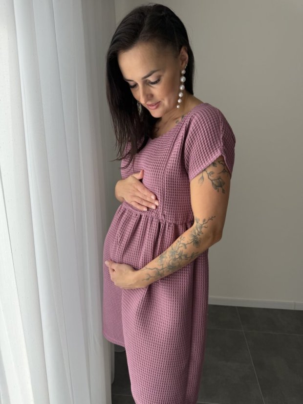 Bavlnené šaty "Waffle" - MAMA A DCÉRA – Mauve