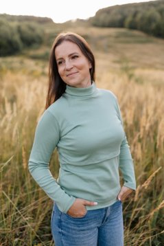 Rolák na dojčenie z rebrovaného úpletu - tmavá mäta