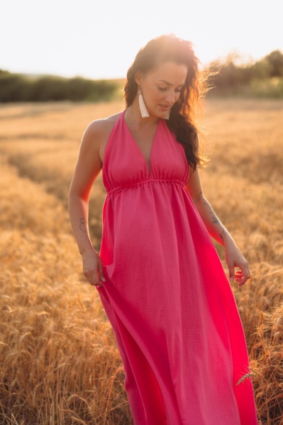 Mušelínové šaty Aria - fuchsia