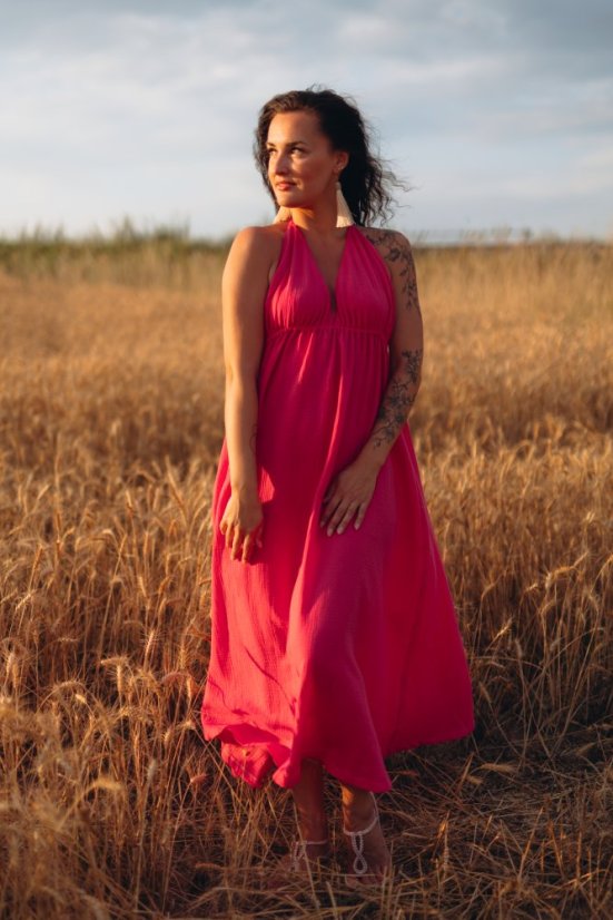 Mušelínové šaty Aria - fuchsia