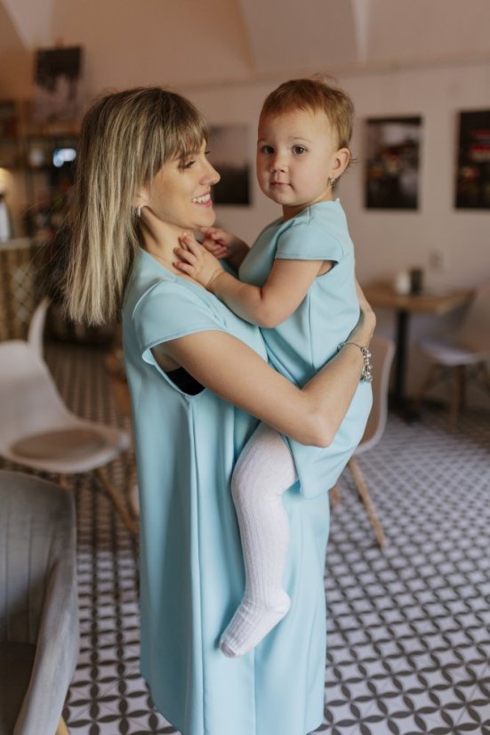 Elegantné šaty – MAMA A DCÉRA –bledo modré - Veľkosť: XL/2XL