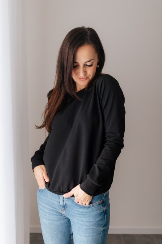 Dámska tenká mikina - čierna - Veľkosť: XL/2XL