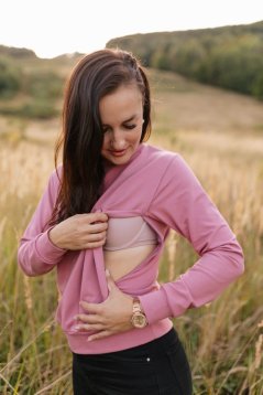 Dámska mikina na dojčenie - tmavá staroružová