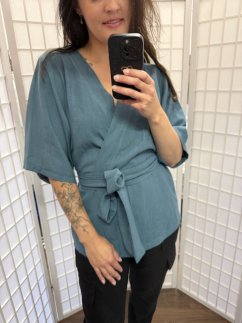 Krátke ľanové kimono - rôzne farby