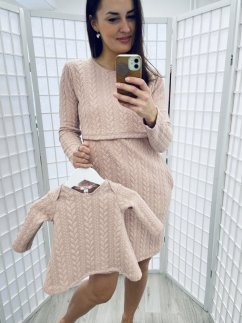 Rovné svetríkové šaty na dojčenie - MAMA a DCÉRA – Staroružové tmavšie