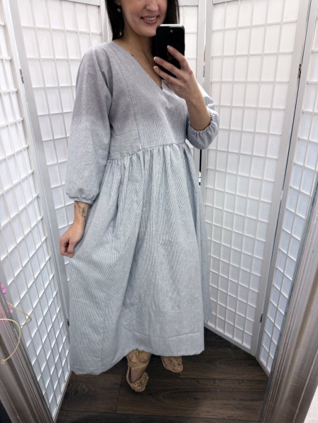 Ľanové šaty "Boho Breeze" - pásiky