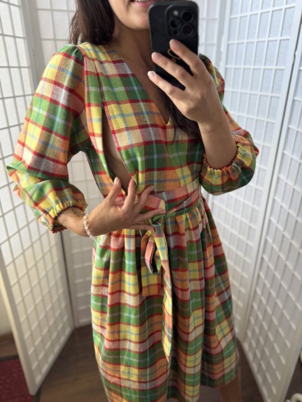 Šaty "Boho Flannel" - Autumn Tartan 🍂