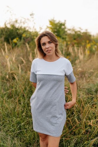 Oversize šaty na dojčenie – bicolor grey