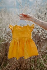 Dievčenské ľanové šaty - mango s fodrou