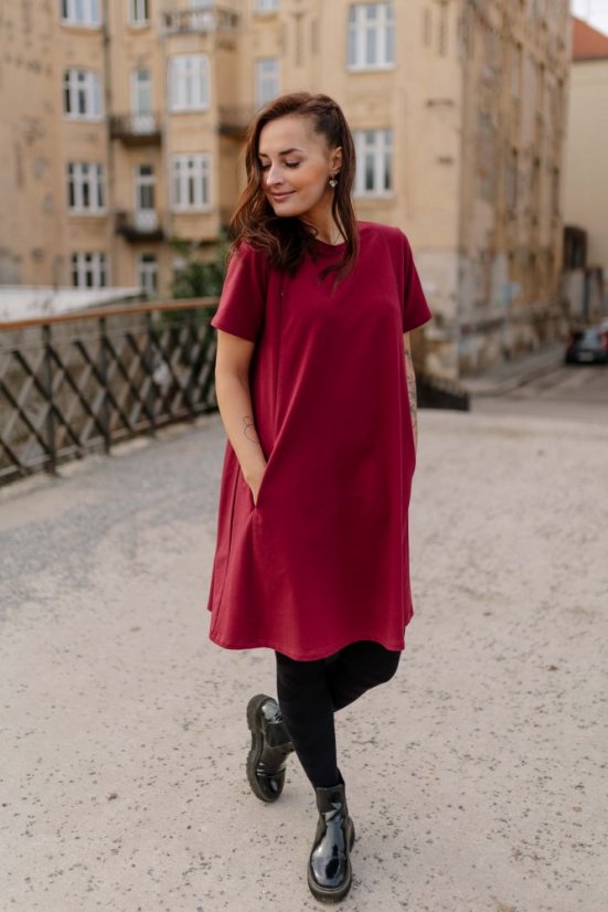 Šaty "Luna" Basic - MAMA a DCÉRA – Bordové