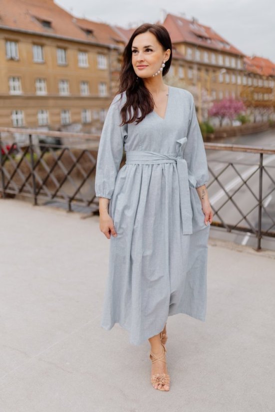 Ľanové šaty "Boho Breeze" - pásiky