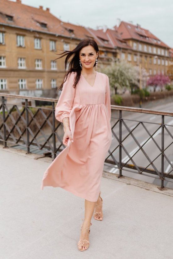 Ľanové šaty "Boho Breeze" - ružová