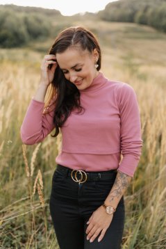 Rebrovaný rolák - tmavá staroružová