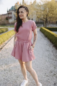Mušelínový krátky set - tmavá staroružová