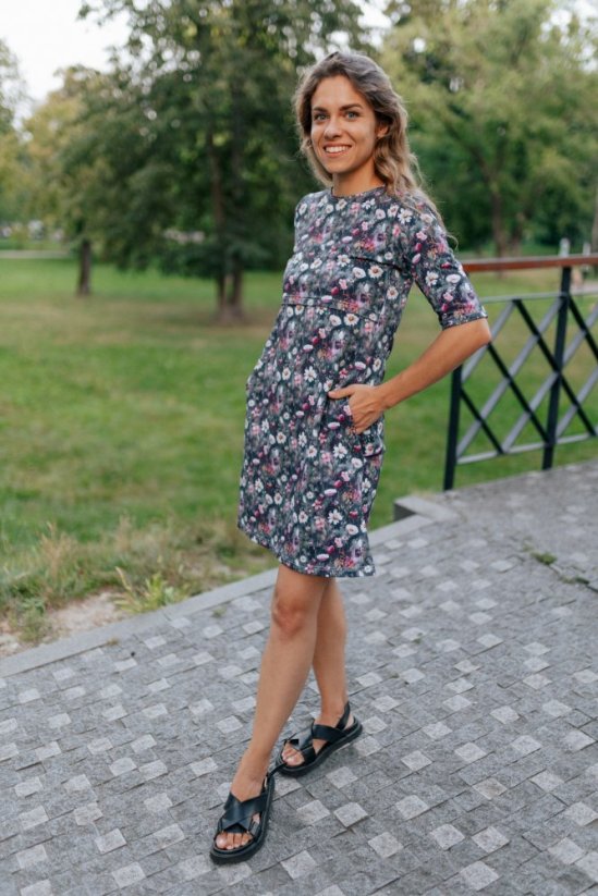 Ačkové šaty na dojčenie – akvarelové margarétky
