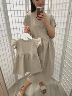 Ľanové MIDI šaty - MAMA A DCÉRA – rôzne farby