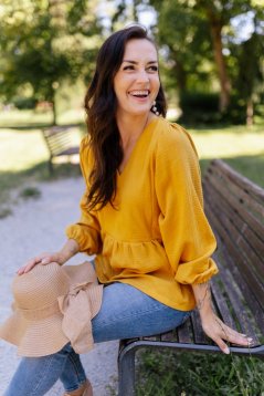 Mušelínová blúzka "Boho Breeze" - horčicová