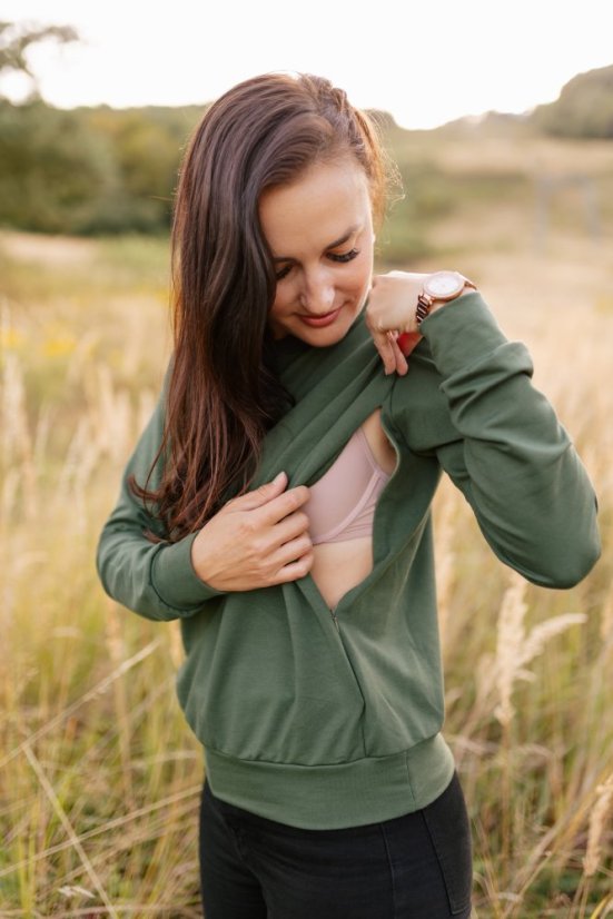 Dámska tenká mikina - army zelená - Veľkosť: XL/2XL