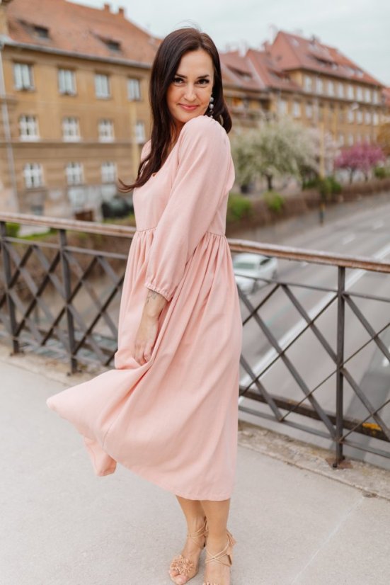Ľanové šaty "Boho Breeze" - ružová