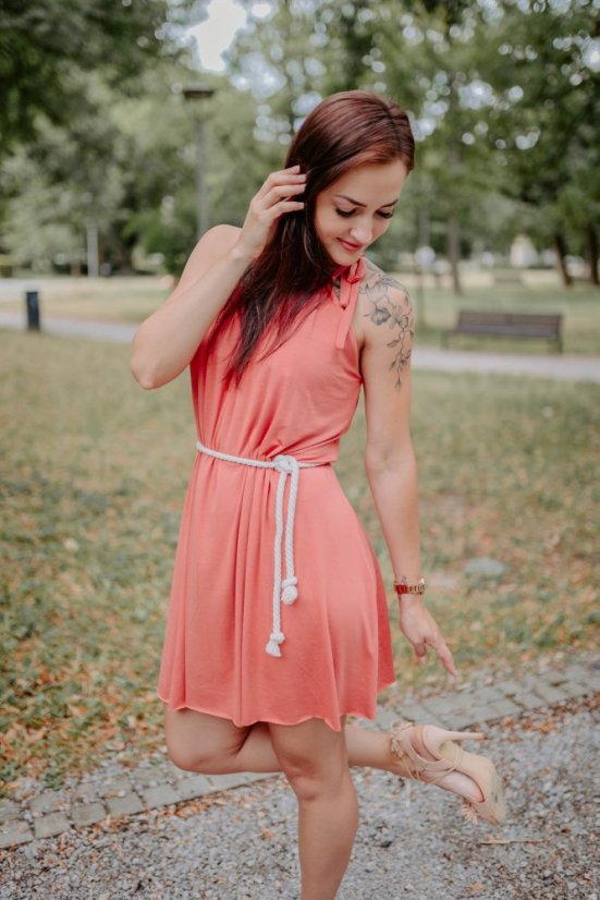 Bambusové šaty na dojčenie – marhuľková - Veľkosť: UNI, Dĺžka: MIDI