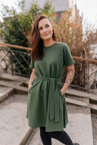 Oversize ačkové šaty – army green - Veľkosť: XL/2XL