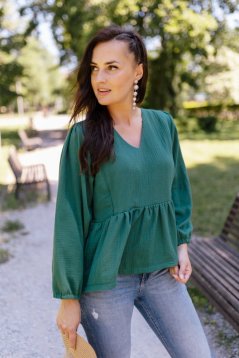 Mušelínová blúzka "Boho Breeze" - smaragdová