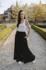 Dlhé mušelínové maxi nohavice - čierna