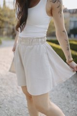 Ľanové elegantné kraťasy - pieskové