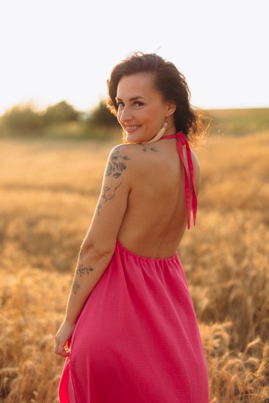 Mušelínové šaty Aria - fuchsia