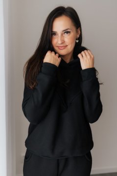 Teplá mikina s kapucňou – čierna