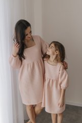 Wafflové šaty na dojčenie - MAMA A DCÉRA – ružové