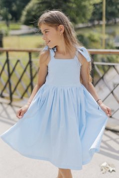 Dievčenské ľanové šaty "Aurela romantika" - baby blue