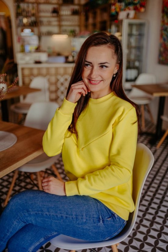 Dámska hrubšia mikina/svetrík na dojčenie – Žltá